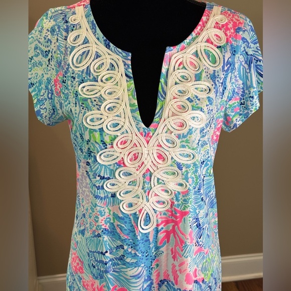 Women’s LILLY PULITZER Brewster Sink or Swim Appliqué neckline dress- Sz L - Picture 4 of 12
